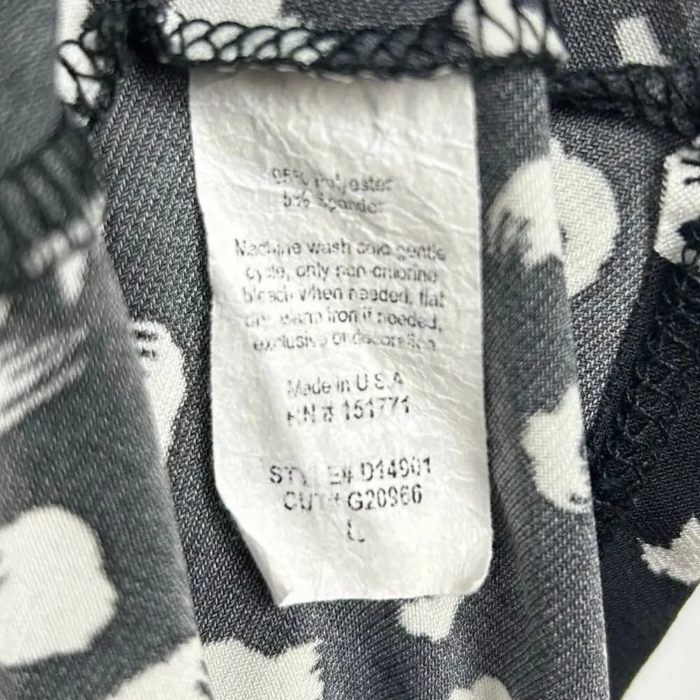 Gilli Nancy Faux Printed Black White Knee Length Dress Scoop Back Womens Sz L - Picture 7 of 11